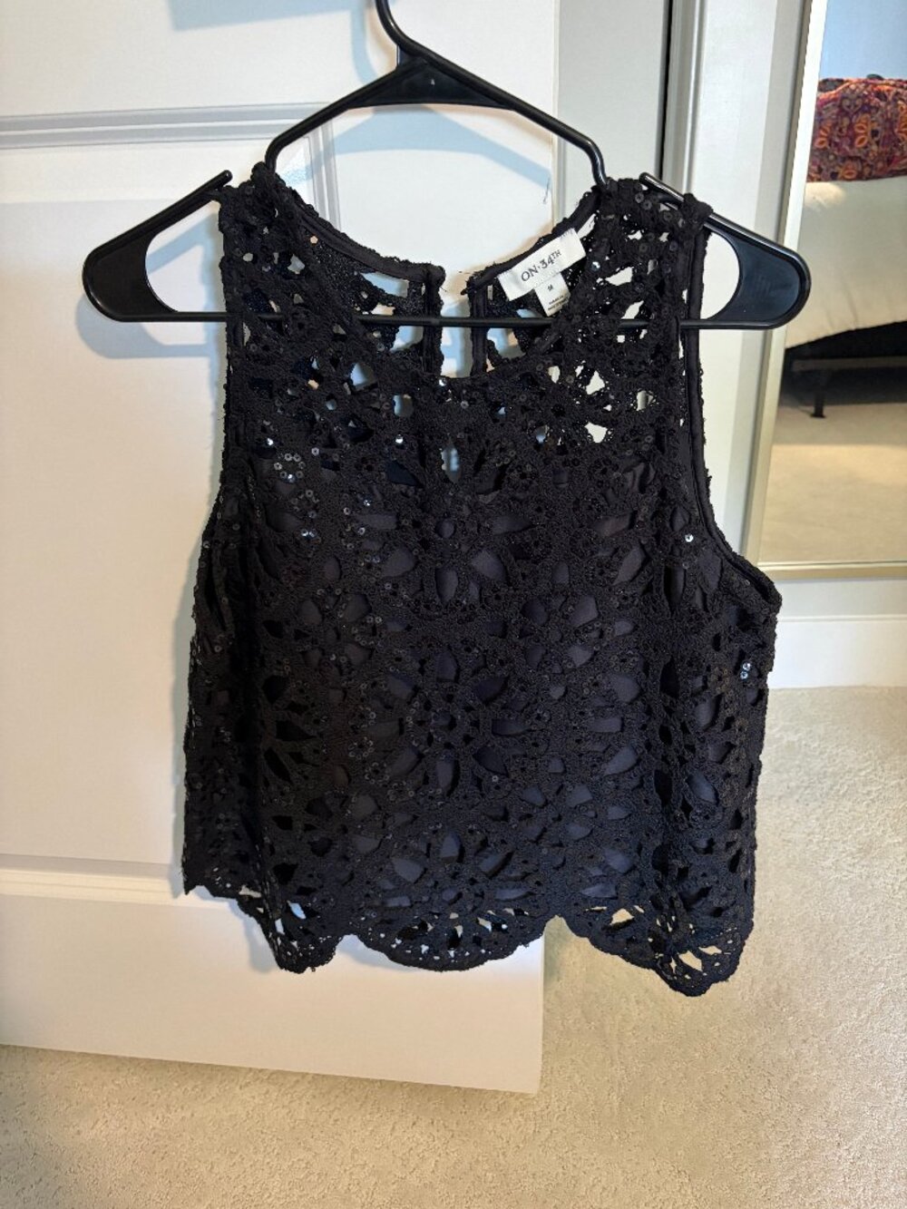 ON 34th Black Crochet Tank Top Size Medium